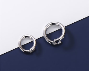 Open Jump Ring with pin/rivet - Connector / Link - Solid 925 sterling silver. Gold / Rose gold plated. Choose size