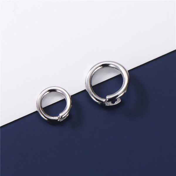 Open Jump Ring with pin/rivet - Connector / Link - Solid 925 sterling silver. Gold / Rose gold plated. Choose size