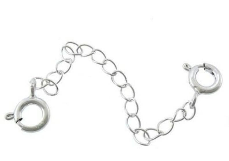 Safety chain/extender-double clasp-2 spring rings-925 sterling silver-1.8 to 3 image 3