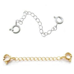 Safety chain/extender-double clasp-2 spring rings-925 sterling silver-1.8 to 3 image 1