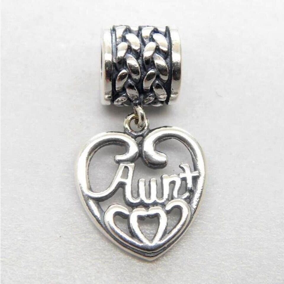 Sterling Silver Aunt Niece Love Heart Dangle Pendant Family Bead For  European Charm Bracelets : Amazon.co.uk: Fashion