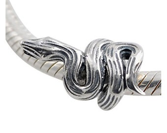 Viper - snake - serpent - solid 925 sterling silver european charm bead