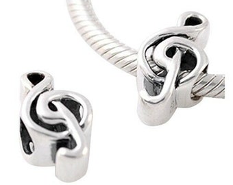 G-clef. muzieknoot. massief 925 sterling zilver voor Europese armband kraal bedel.