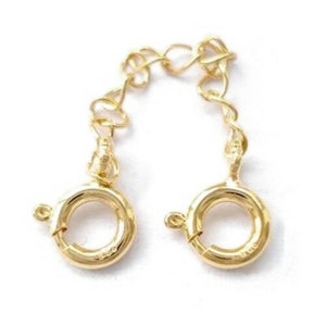 Safety chain/extender-double clasp-2 spring rings-925 sterling silver-1.8 to 3 image 2