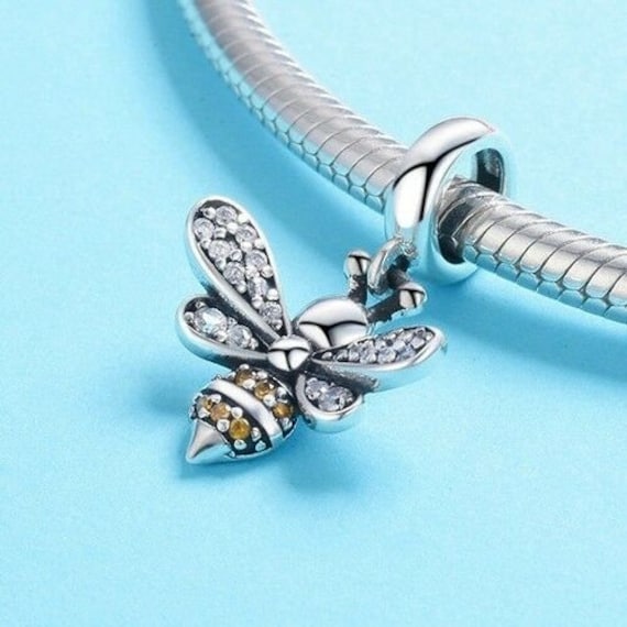 Argento Sterling Con Opale Ciondolo Ape NewL In Argento 925 Con Opale E Zirconi - Per Braccialetti Fai Da Te Ciondolo Argento - Foto 2