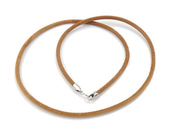 Brown cowhide suede necklace cord with 925 sterling silver findings. 18.5" / 3 mm