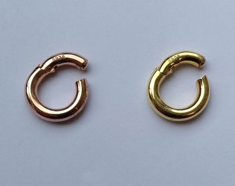 Circle hinged clasp- gate ring-connector- gold/rose gold plated sterling silver