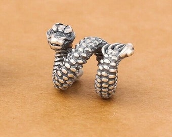 Water Snake-Serpent-Sea Monster-Dragon. Solid 925 sterling silver. Bead charm for European style bracelet