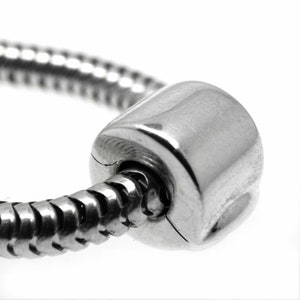 Plain Hinged CLIP STOPPER bead / Lock. Genuine solid sterling silver (925). Suitable for European style charm bracelets (3mm thick chains)