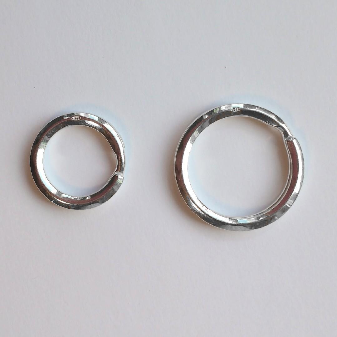 2 Diffrent Key Rings Key Ring-split Ring-keyring- Genuine 925 Sterling Silver / Leather ...