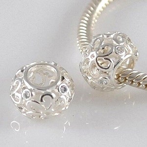 Filigraan bloem-daisy-openwork-cz- massief 925 sterling zilver Europese charme kraal