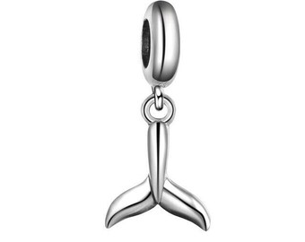 Whale / Fish tail - Solid 925 sterling silver european charm bead / Pendant.