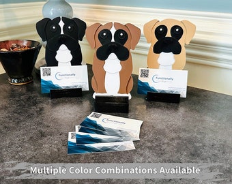 Boxer Dog Business Card Holder: Unique Office Desk Organizer