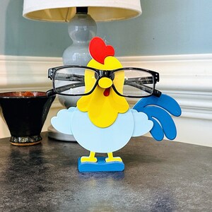 Farmhouse Rooster Eyeglass Holder: Customizable Glasses Stand
