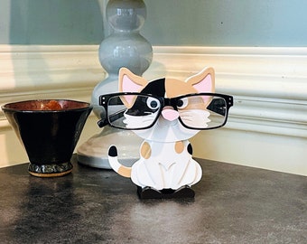 Calico Cat Eyeglasses Holder, Cat Eyeglass Stand for the Cat Lover in us all
