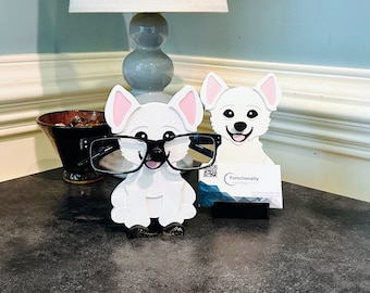 Westie Eyeglasses Holder, Highland Terrier Glasses Stand, Stocking Stuffer Idea