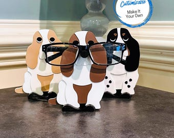 Basset Hound Eyeglasses Holder: Dog Lover Gift, Customizable Colors