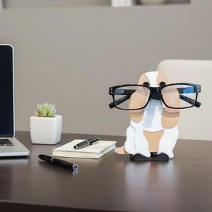 Basset Hound Eyeglass holder on a Desk