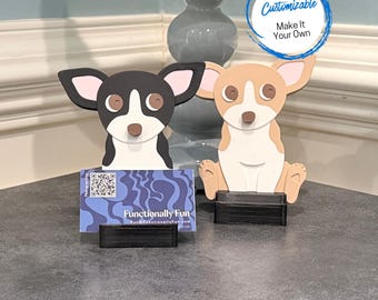 Chihuahua Business Card Stand, Cute Desk Organizer, Office Gift for Dog Moms