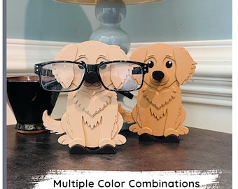 Golden Retriever Eyeglasses Holder: Dog Glasses Stand, Customizable Gift