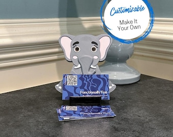 Elephant Business Card Holder, Desk Organizer and Unique Office Gift