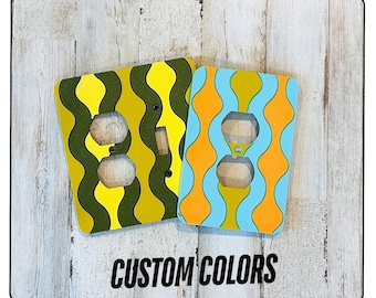 Retro 70s Outlet Cover: Customizable Wave Pattern Switch Plate