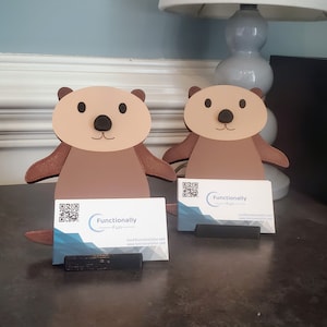 Adorable Otter Business Card Holder: Whimsical Desk Organizer