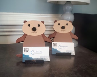 Adorable Otter Business Card Holder: Whimsical Desk Organizer