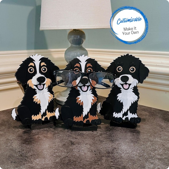 Bernedoodle Eyeglass Holder: Handmade Doodle Dog Glasses Stand