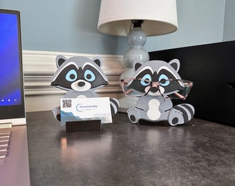 Clever Raccoon Business Card Holder, Desk Organizer and Unique Office Gift