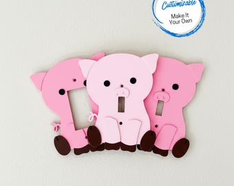 Couvercle d'interrupteur en forme de cochon, plaque à bascule simple - Déco pour chambre d'enfant ou de bébé