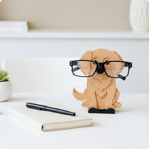Golden Retriever Eyeglasses Holder: Dog Glasses Stand, Customizable Gift image 6