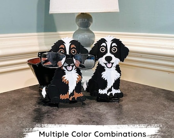 Bernedoodle Eyeglass Holder: Handmade Doodle Dog Glasses Stand