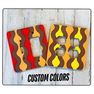 Retro 70s Wave Switch Plate: Customizable Colors