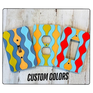 Retro 70s Wave Switch Plate: Customizable Colors