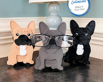 French Bulldog Eyeglass Holder: Customizable Frenchie Glasses Stand