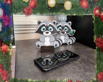 Raccoon Phone and Glasses Stand, Fun Desk Accessory and Kids Gift Idea