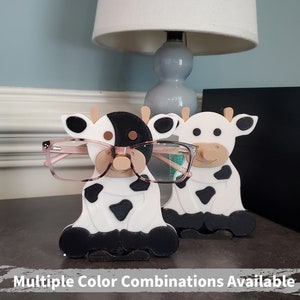 Cute Cow Eyeglass Holder - Funny Eyeglass Holder for Desk or Nightstand, Amazing Stocking Stuffer
