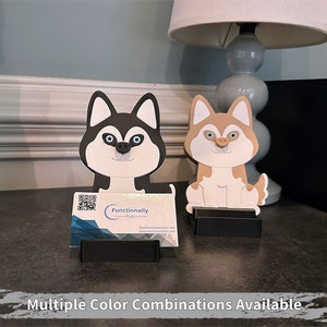 Husky Business Card Holder, Business Card Display, Office Desk Organizer