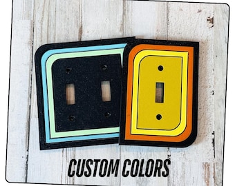 Retro Multi-Color Switch Plate: Rounded Corner Mid-Century Modern Decor