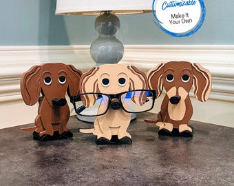 Long-Haired Dachshund Eyeglasses Holder: Personalized Dog Lover Gift