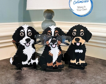 Bernedoodle Eyeglass Holder: Handmade Dog Glasses Stand, Kids Eyewear Gift