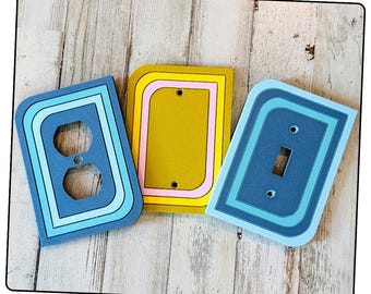 Retro Multi-Color Rocker Plate: Rounded Corner Switch Cover