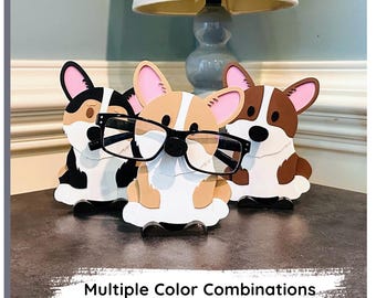 Customizable Corgi Eyeglasses Holder: Unique Dog Lover Gift