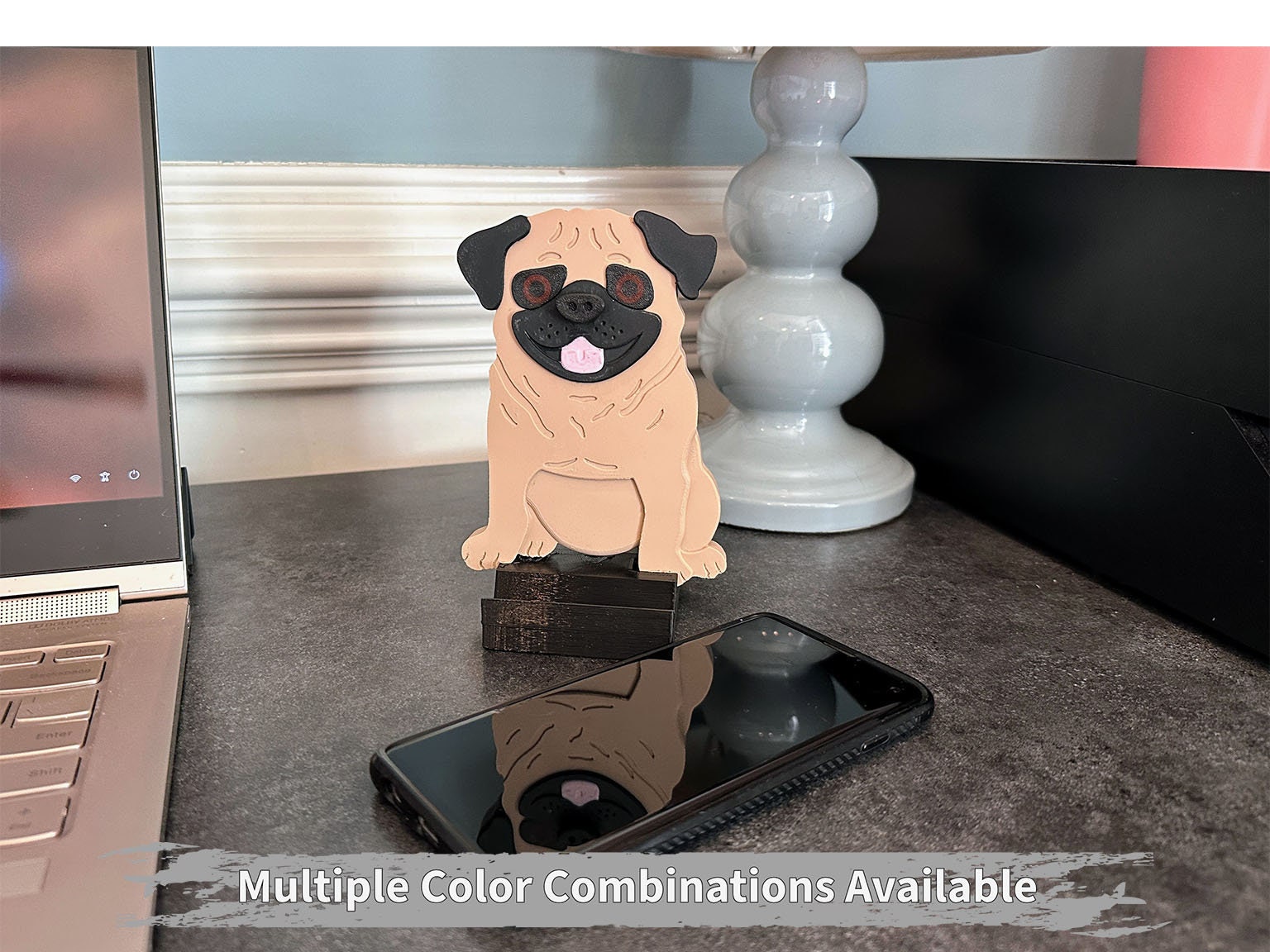 Pug iPhone or iPad Stand for Desk makes a great Christmas Gift or Stocking Stuffer