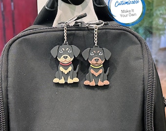Rottweiler Keychain or bag pull, Dog Key Fob, Book Bag Charm