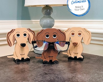 Long-Haired Dachshund Eyeglasses Holder: Personalized Dog Lover Gift