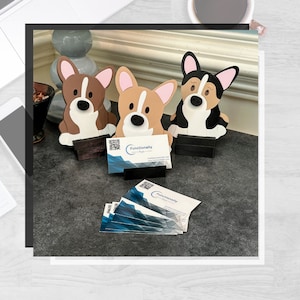 Joli présentoir pour cartes de visite Corgi, support pour cartes de visite pour chien, parfait pour les parents d'animaux de compagnie