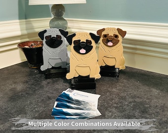 Pug Business Card Holder and Card Stand make a great Office Gift Idea