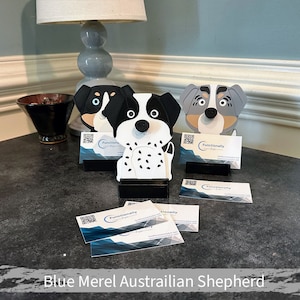 Australian Shepherd Business Card Holder: Dog Lover Desk Organizer